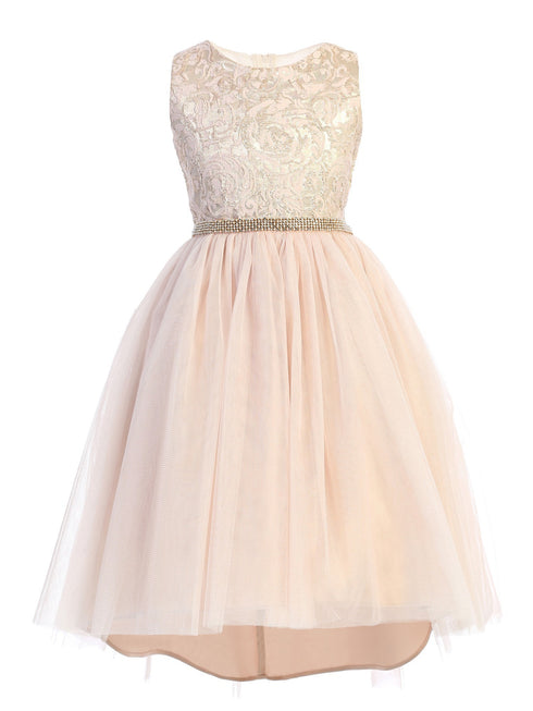 Sweet Kids Girls Embroidered Tulle Overlay Rhinestone Christmas Dress 6M-16 - SophiasStyle.com